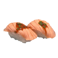 Nigiri Salmón flambeado con teriyaki