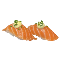 Nigiri Salmón con mayonesa japonesa y cebollino
